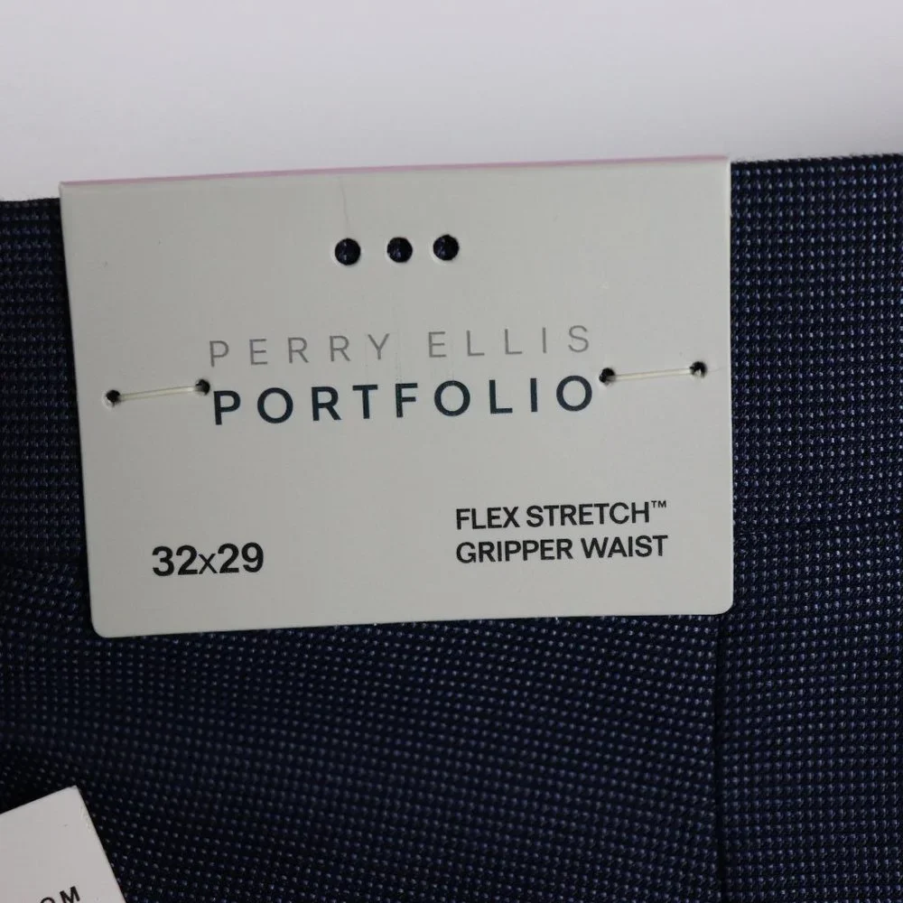 NWT Perry Ellis Bering Sea Blue Slim Fit Pin Check Dress Pants - Picture 5 of 7